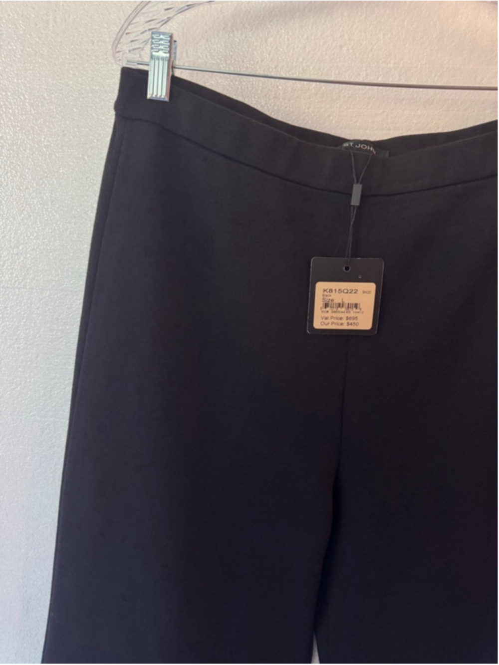 St. John Santana Knit Office Stretch Straight Leg Black Trousers Size L - Picture 2 of 6